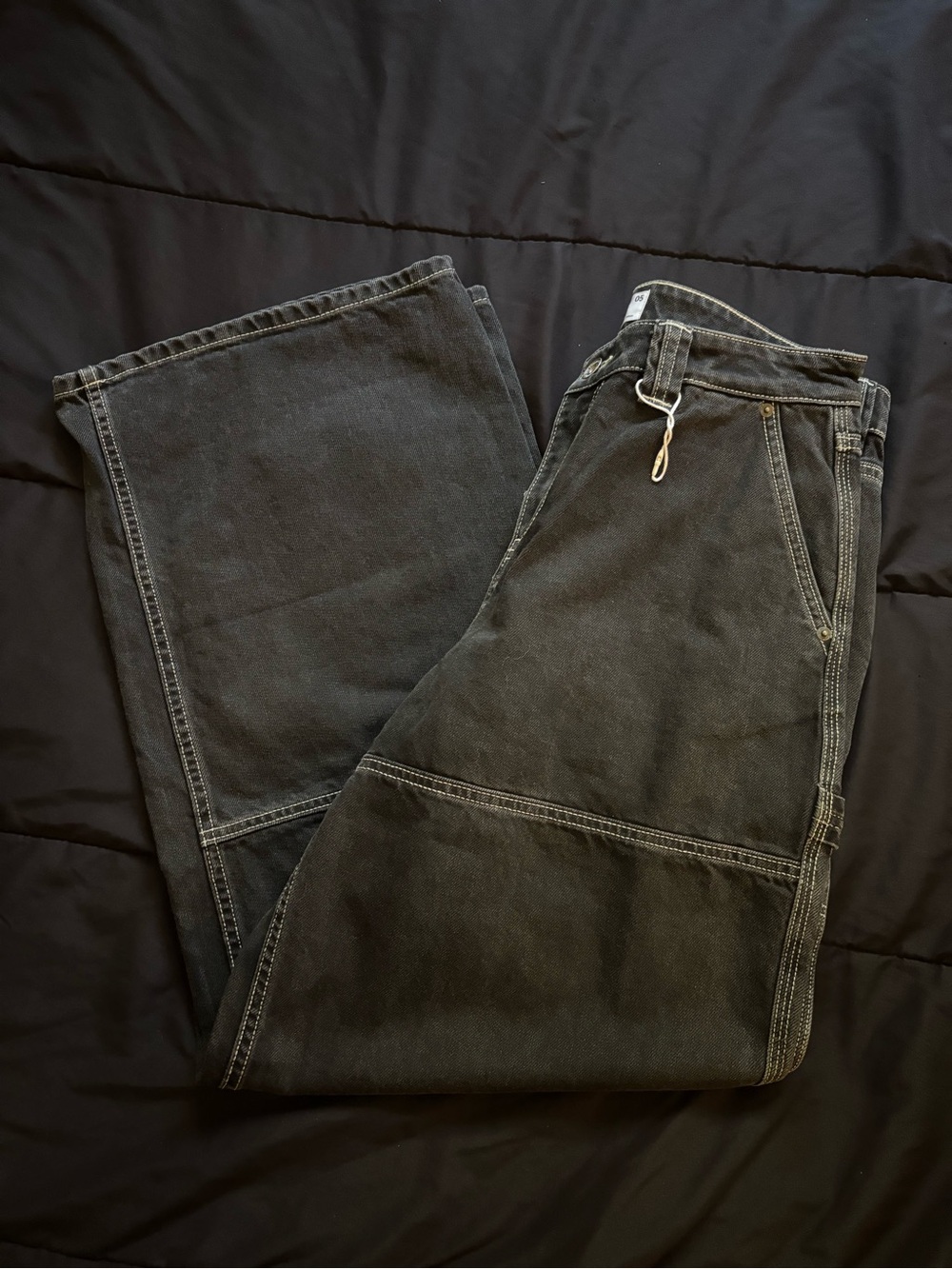 baggy/wide leg contrast carpenter jeans